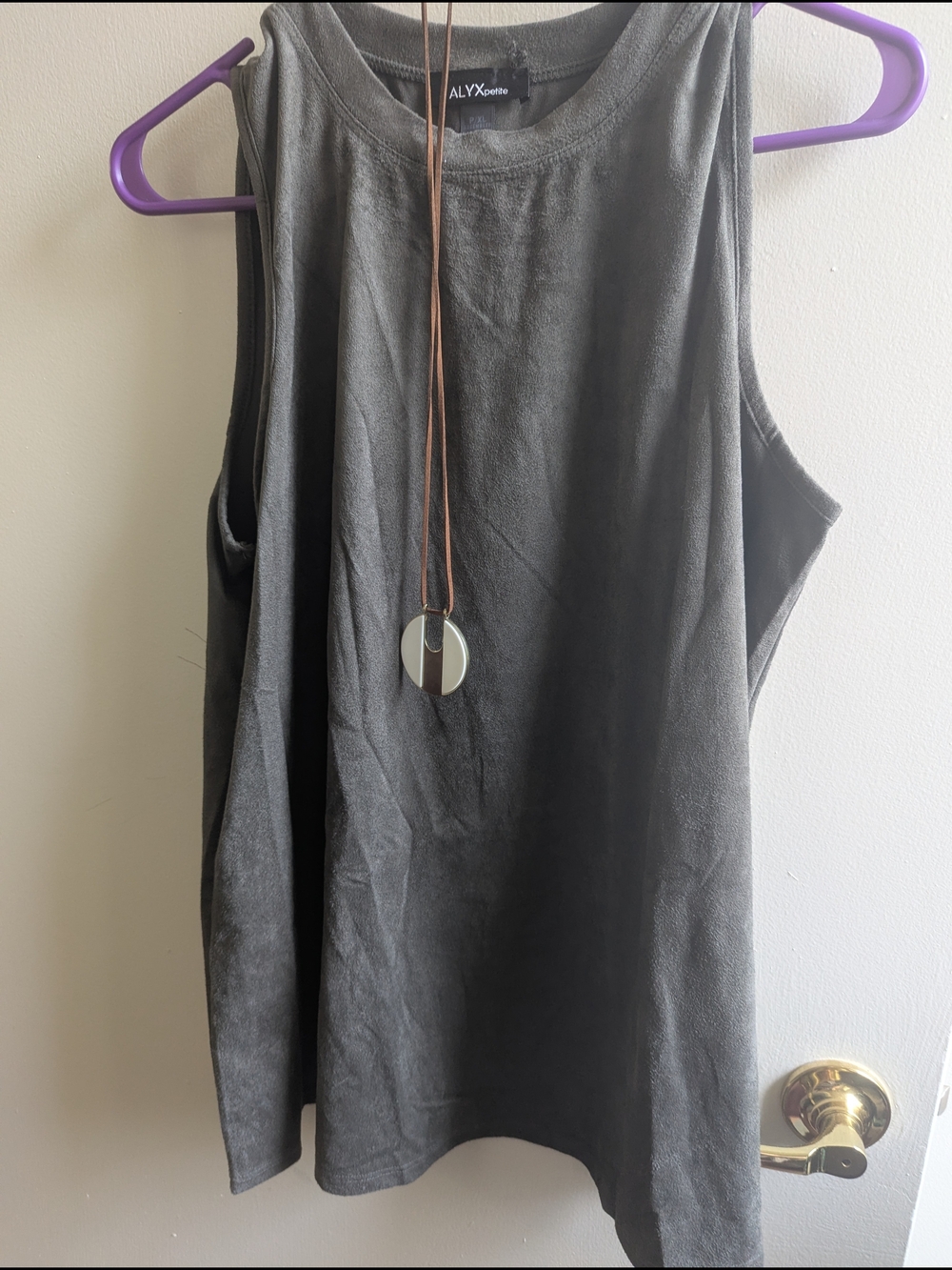 ALYX Olive Green Sleeveless Tank Top With Necklace